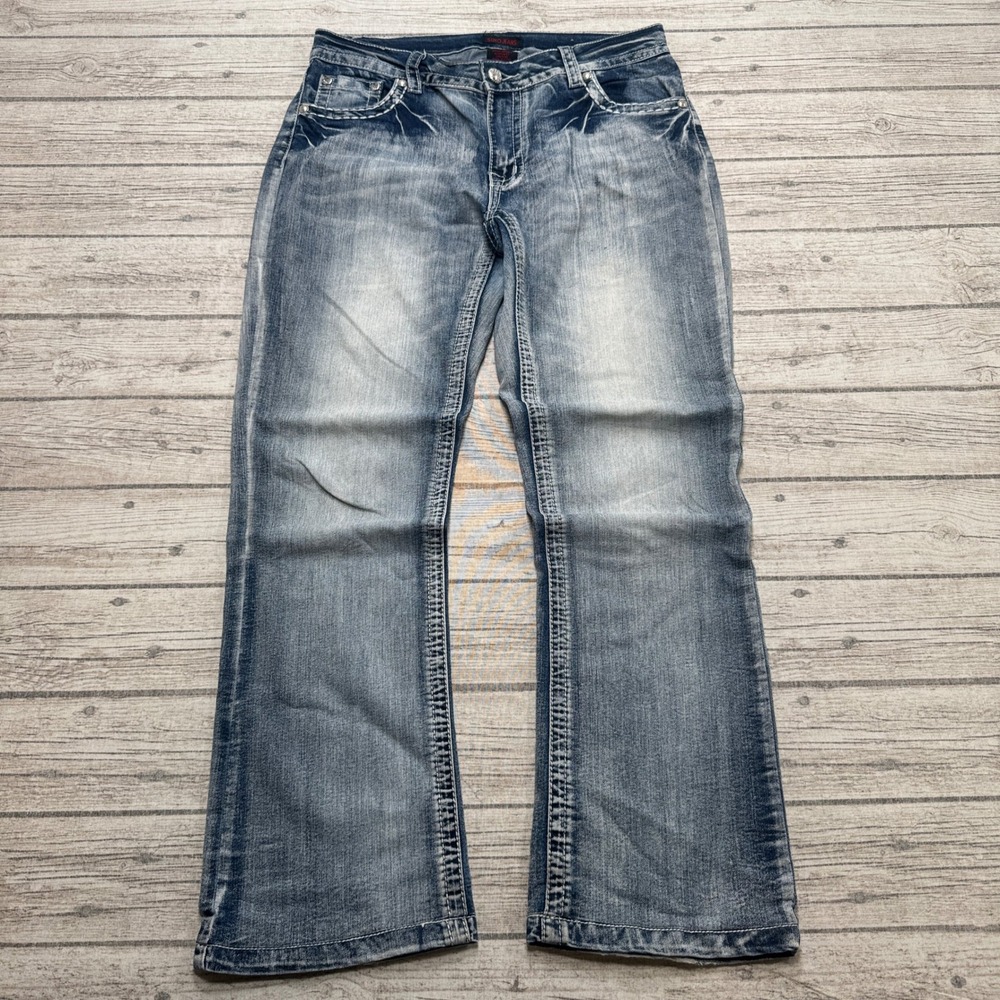 Suko Jeans Women's 10 Blue Denim Medium Wash Bootcut Relaxed Fit Embellished Y2K